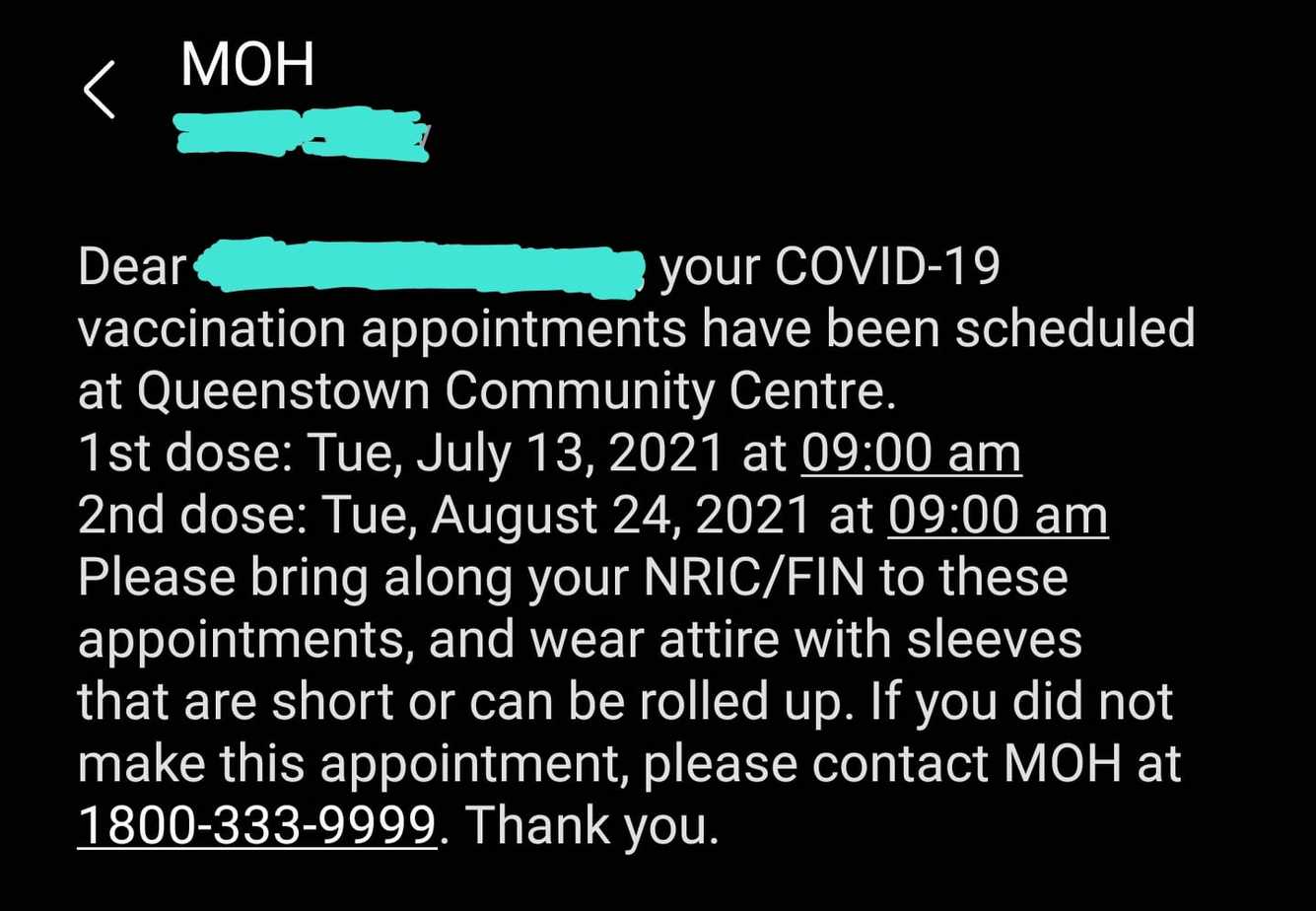 confirmation appointment covid19 vaccination